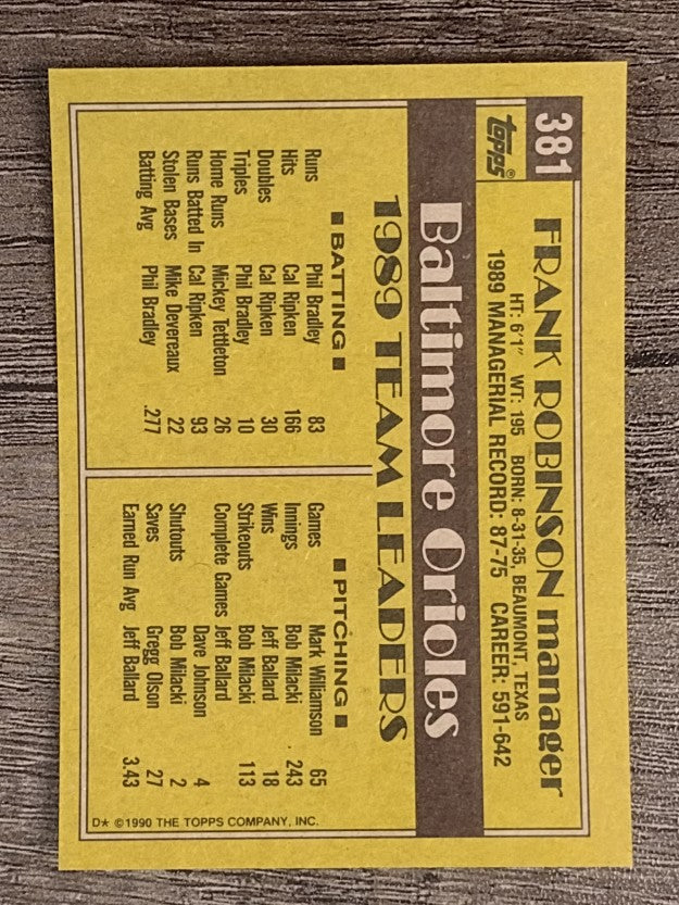 1990 Topps #381 Frank Robinson MG