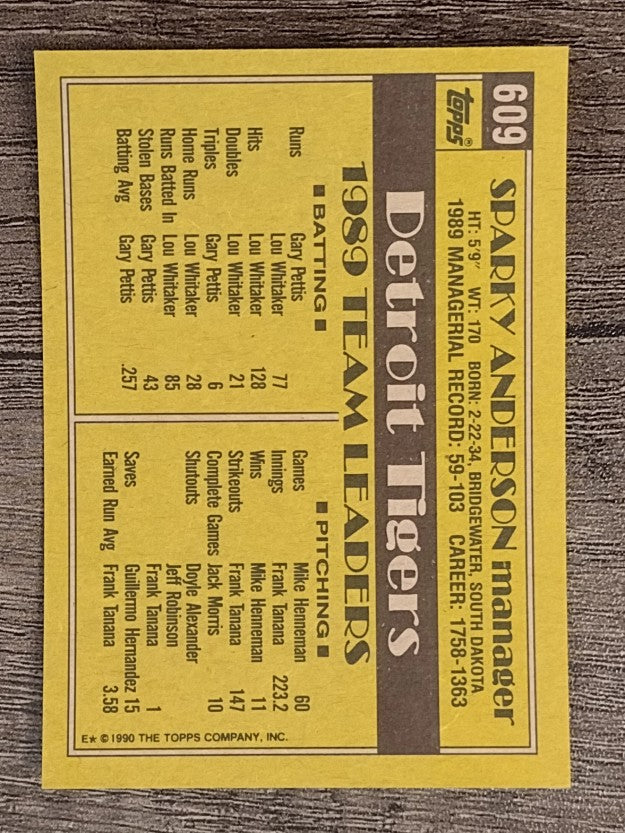 1990 Topps #609 Sparky Anderson MG