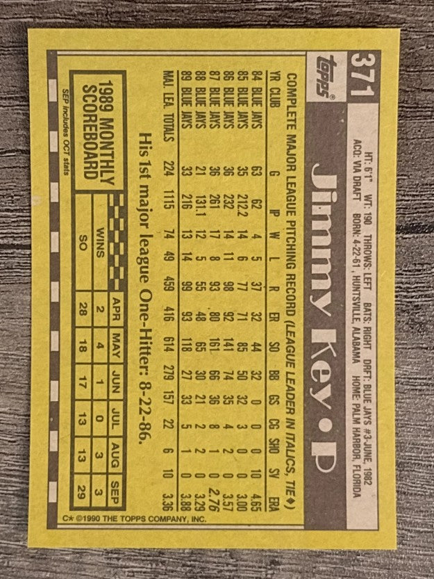 1990 Topps #371 Jimmy Key