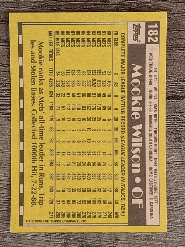 1990 Topps #182 Mookie Wilson