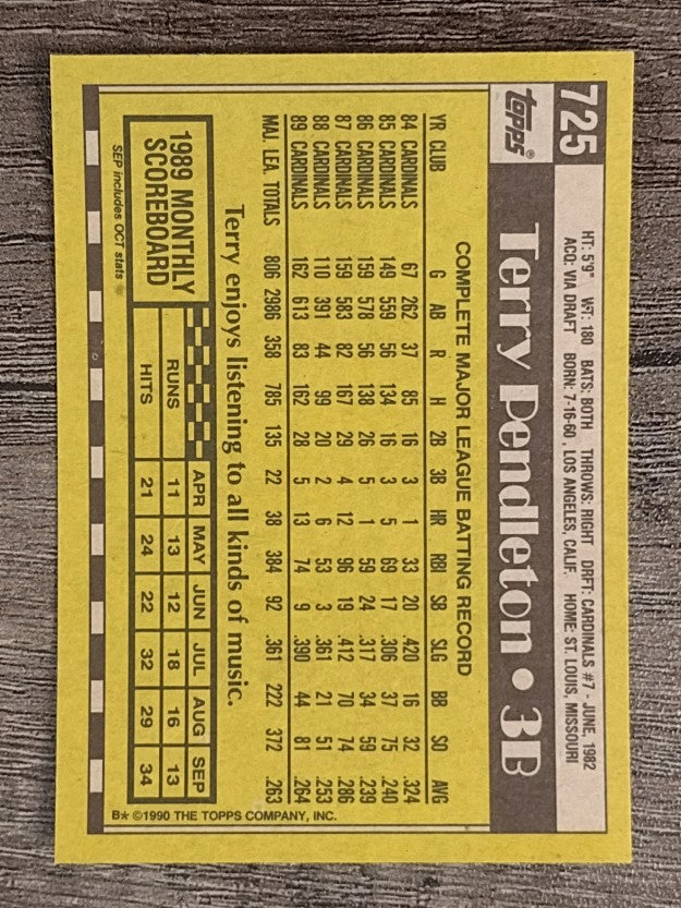 1990 Topps #725 Terry Pendleton