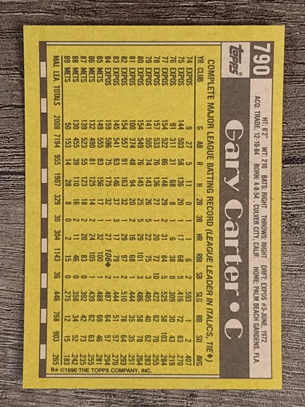 1990 Topps #790 Gary Carter