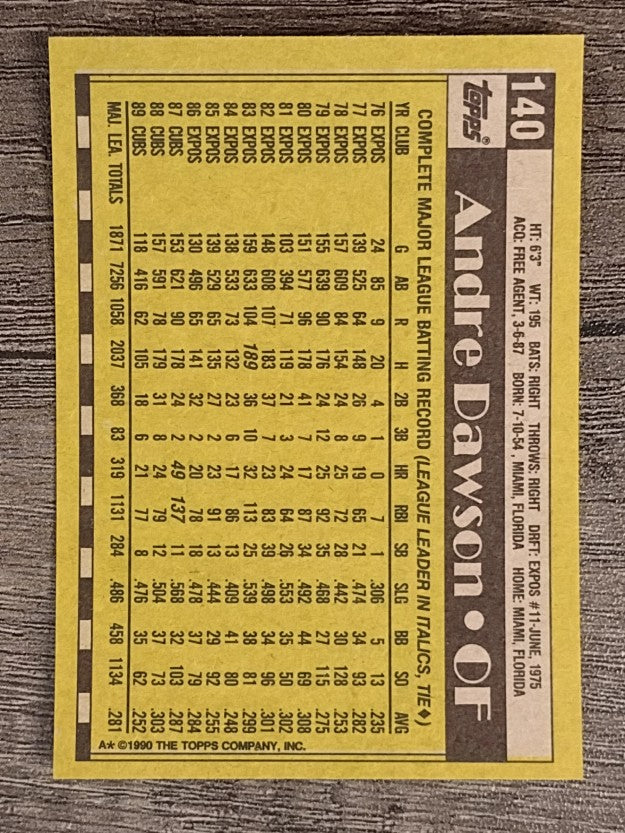 1990 Topps #140 Andre Dawson