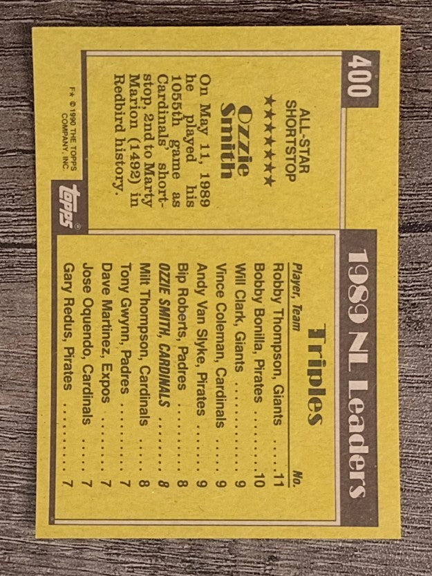 1990 Topps #400 Ozzie Smith AS