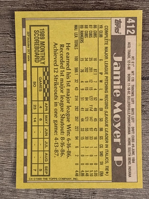 1990 Topps #412 Jamie Moyer