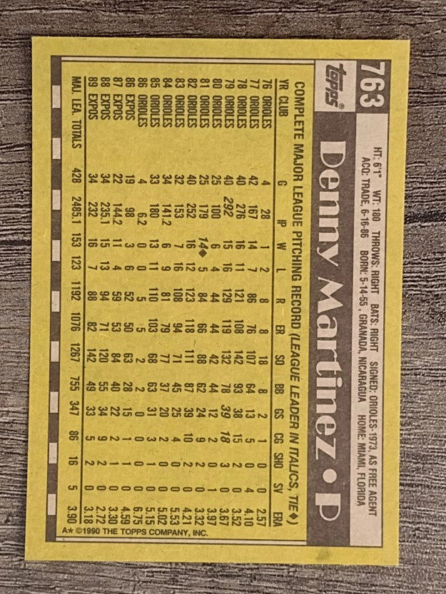1990 Topps #763 Dennis Martinez