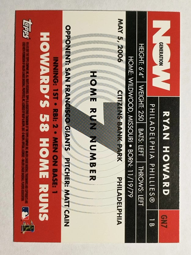 2007 Topps Generation Now #GN7 Ryan Howard