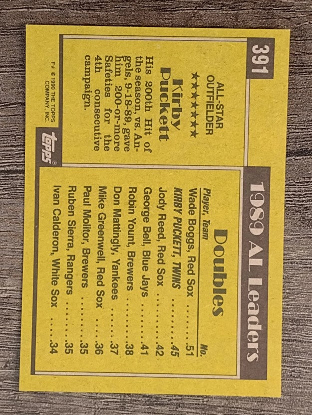 1990 Topps #391 Kirby Puckett AS