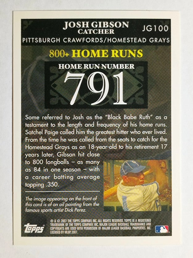 2007 Topps Gibson Home Run History #JG100 Josh Gibson
