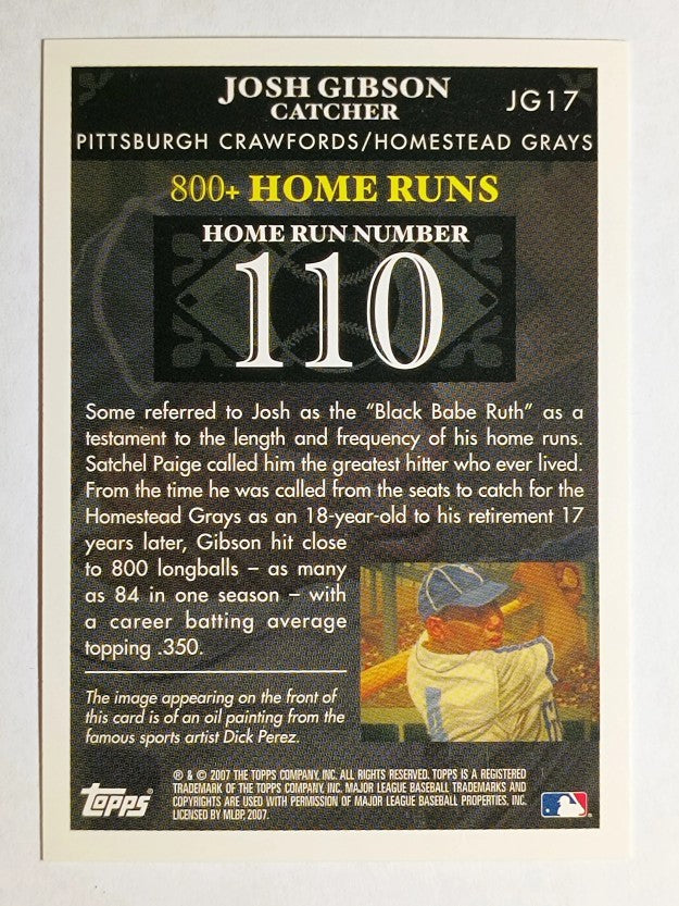 2007 Topps Gibson Home Run History #JG17 Josh Gibson