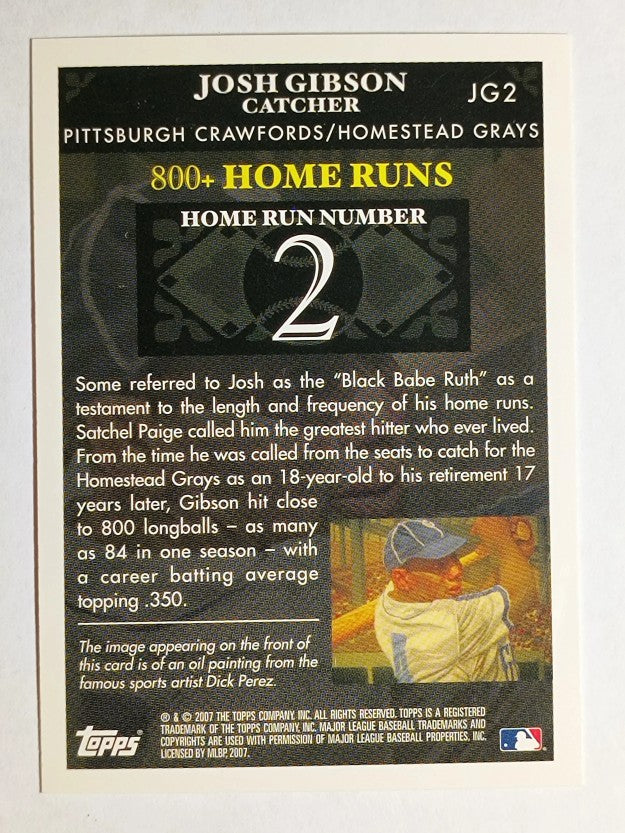 2007 Topps Gibson Home Run History #JG2 Josh Gibson