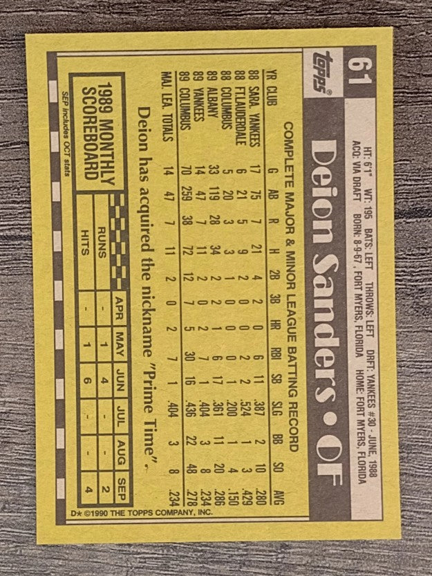 1990 Topps #61 Deion Sanders