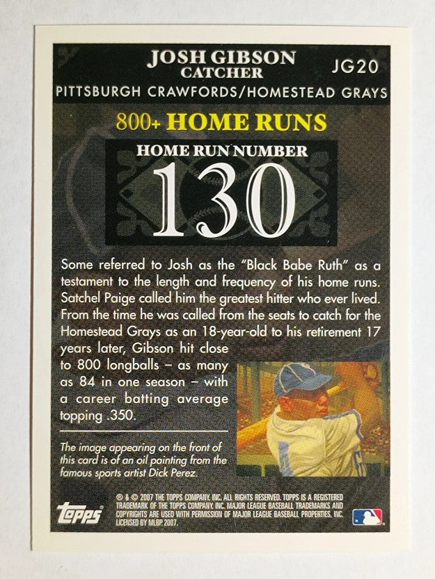 2007 Topps Gibson Home Run History #JG20 Josh Gibson