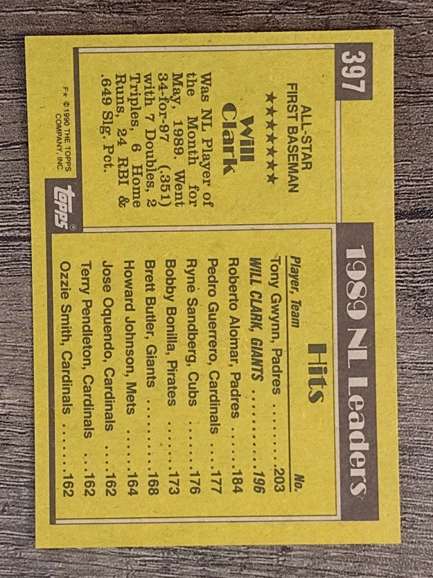 1990 Topps #397 Will Clark AS