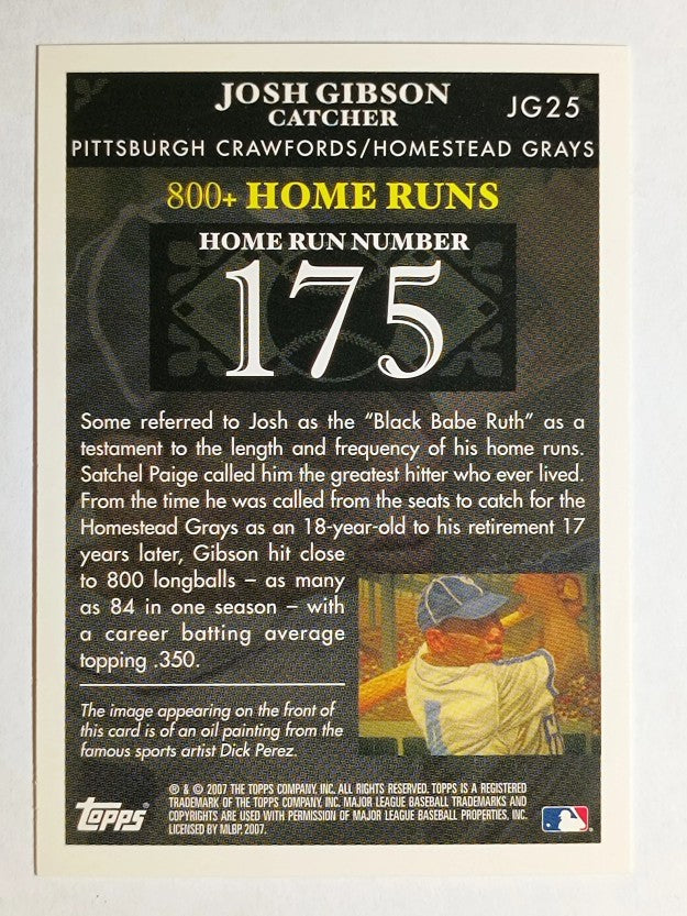 2007 Topps Gibson Home Run History #JG25 Josh Gibson