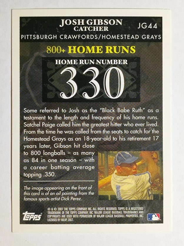 2007 Topps Gibson Home Run History #JG44 Josh Gibson