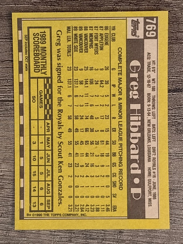 1990 Topps #769 Greg Hibbard RC