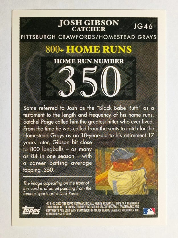 2007 Topps Gibson Home Run History #JG46 Josh Gibson