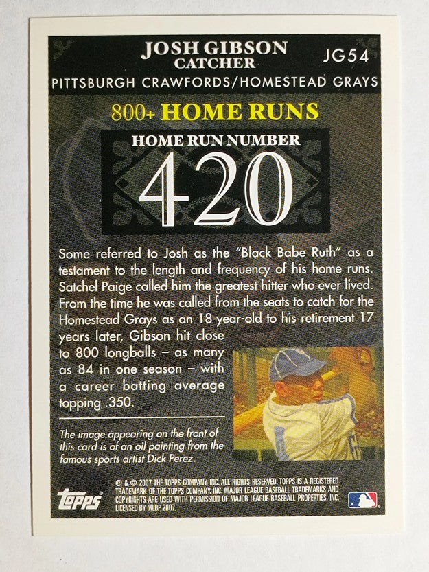 2007 Topps Gibson Home Run History #JG54 Josh Gibson