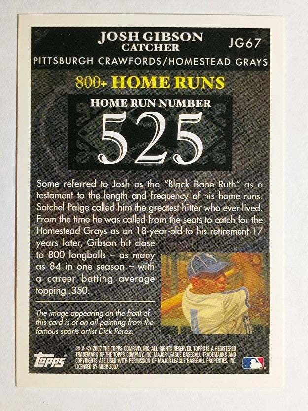 2007 Topps Gibson Home Run History #JG67 Josh Gibson