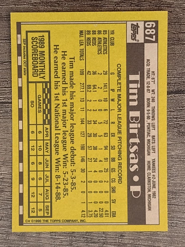 1990 Topps #687 Tim Birtsas