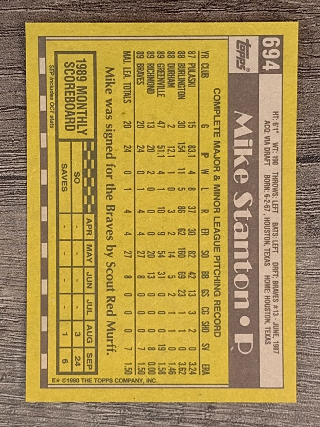 1990 Topps #694 Mike Stanton RC