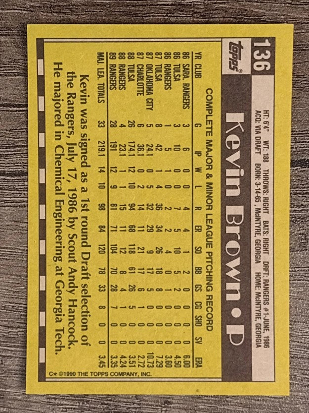 1990 Topps #136 Kevin Brown