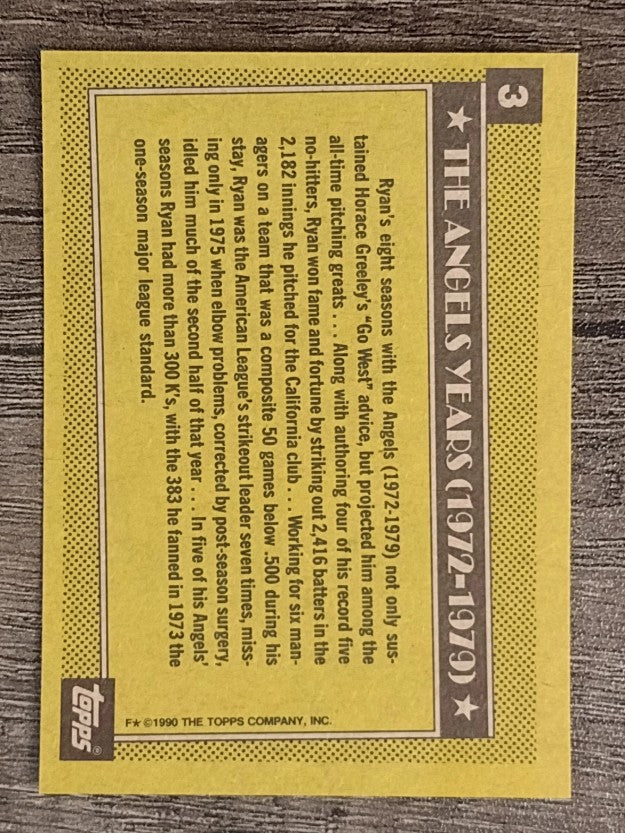 1990 Topps #3 Nolan Ryan Angels