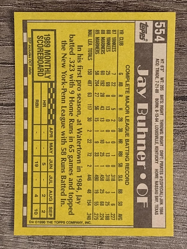 1990 Topps #554 Jay Buhner