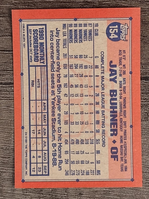1991 Topps #154 Jay Buhner