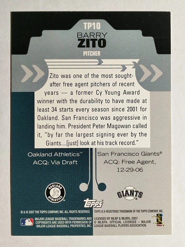 2007 Topps Trading Places #TP10 Barry Zito