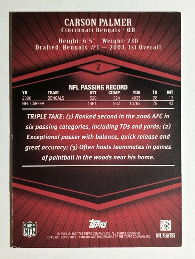 2007 Topps Triple Threads #2 Carson Palmer
