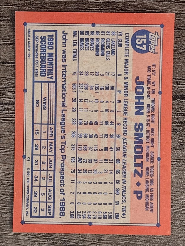 1991 Topps #157 John Smoltz