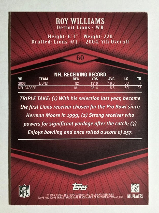 2007 Topps Triple Threads #60 Roy Williams WR