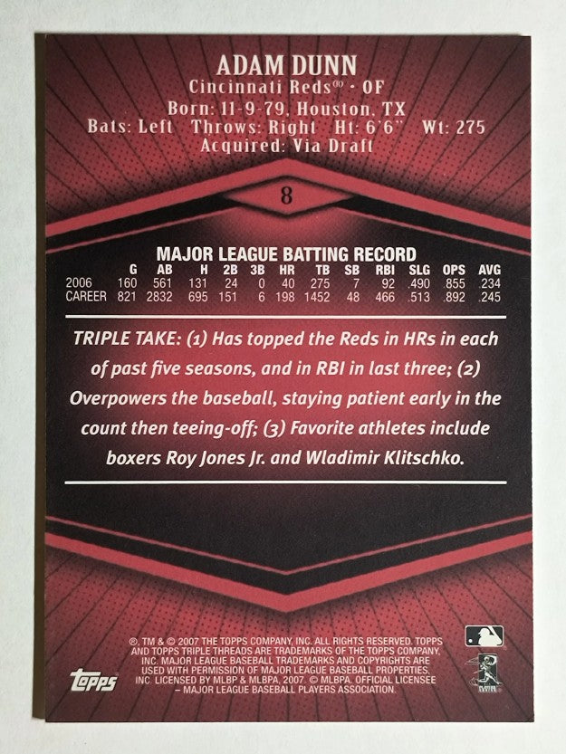 2007 Topps Triple Threads #8 Adam Dunn
