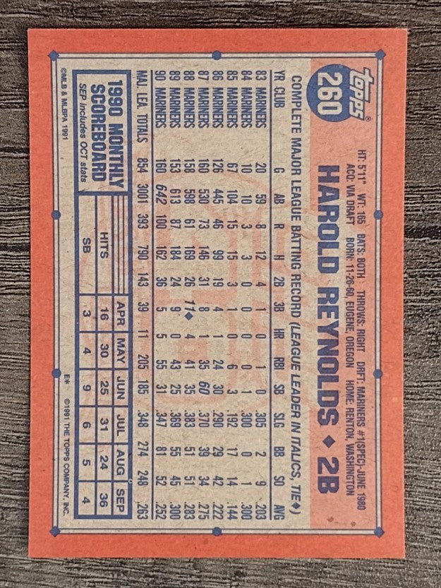 1991 Topps #260 Harold Reynolds