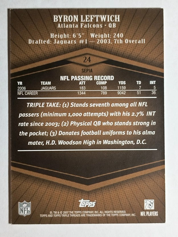 2007 Topps Triple Threads Sepia #24 Byron Leftwich