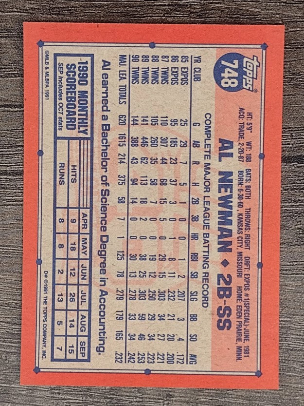 1991 Topps #748 Al Newman