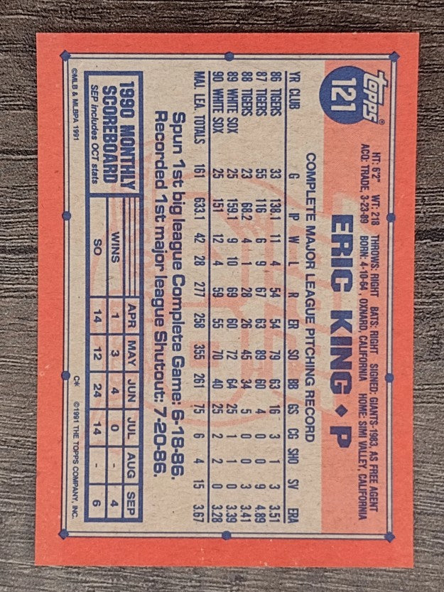 1991 Topps #121 Eric King