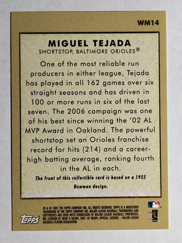 2007 Topps Wal-Mart #WM14 Miguel Tejada 55B