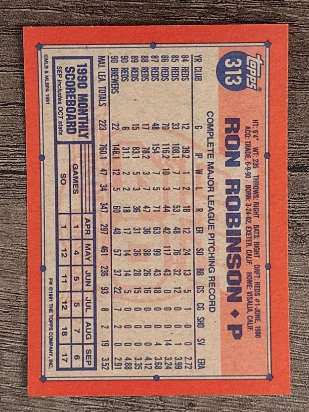 1991 Topps #313 Ron Robinson