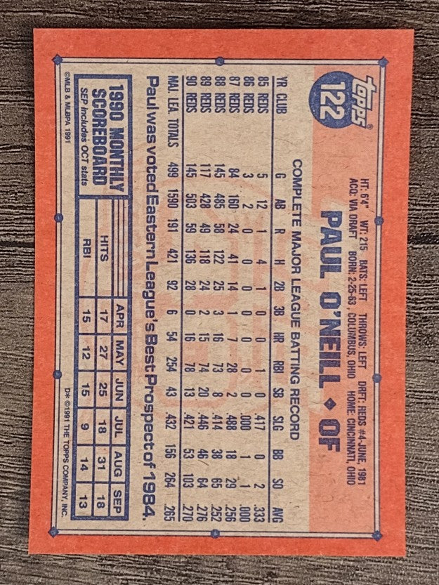 1991 Topps #122 Paul O'Neill
