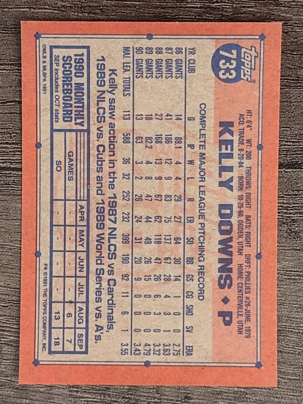 1991 Topps #733 Kelly Downs