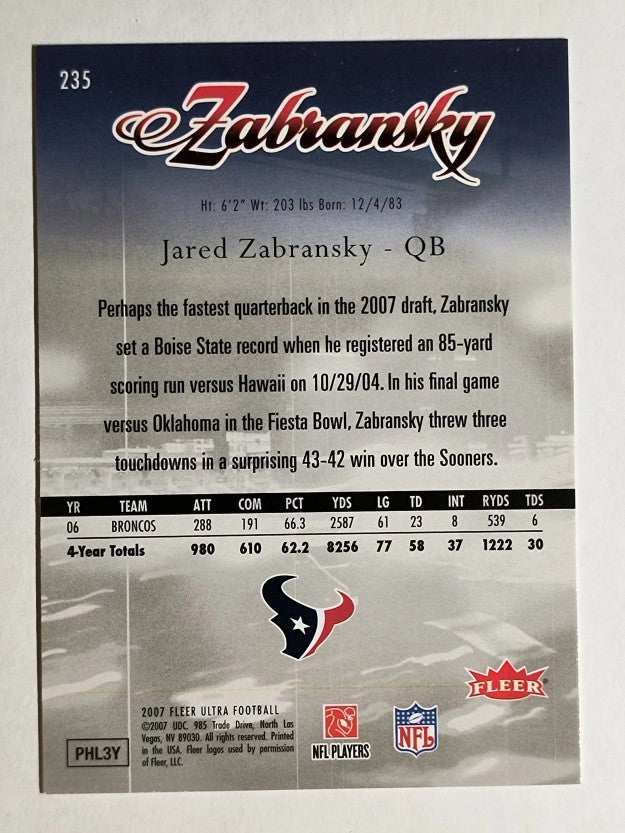 2007 Ultra Retail #235 Jared Zabransky RC