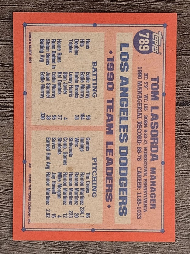 1991 Topps #789 Tom Lasorda MG