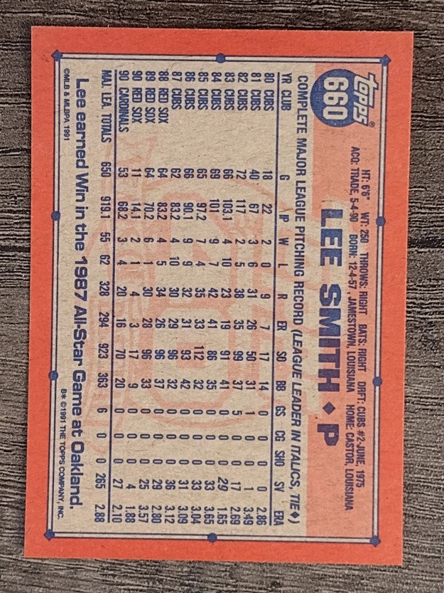 1991 Topps #660 Lee Smith