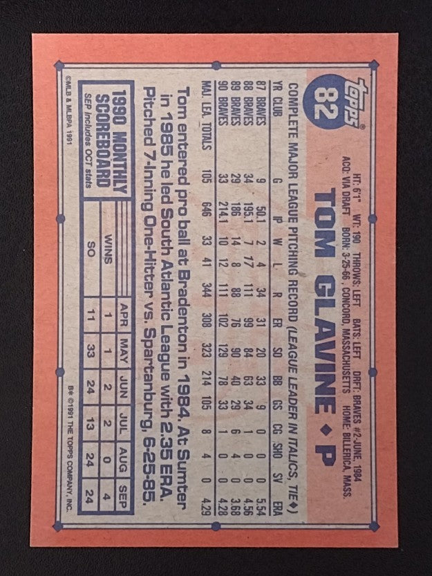 1991 Topps #82 Tom Glavine