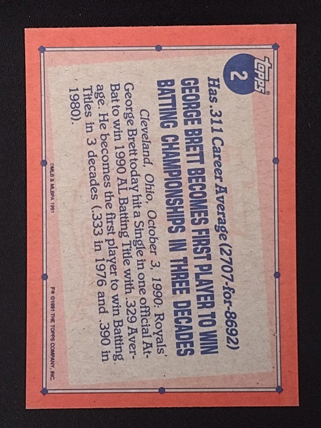 1991 Topps #2 George Brett RB