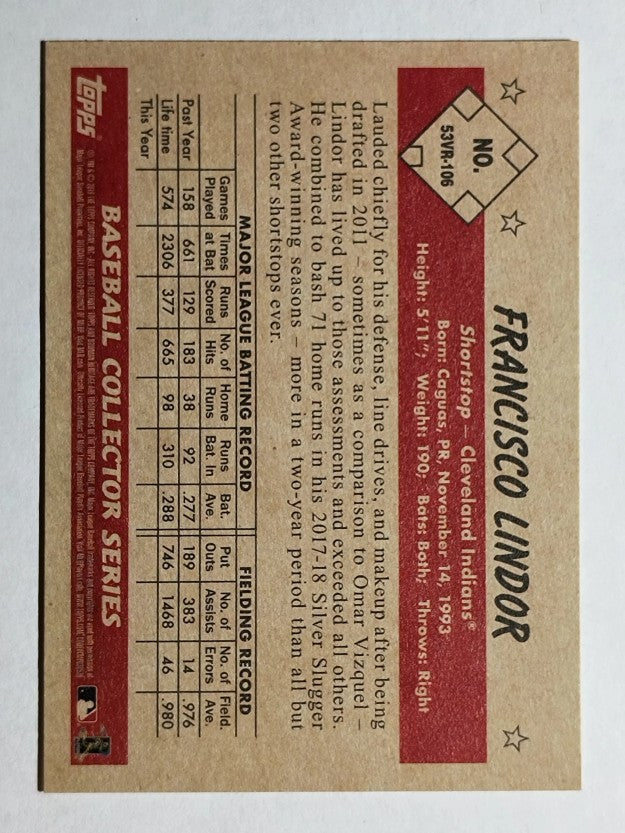 2019 Bowman Heritage #53VR106 Francisco Lindor