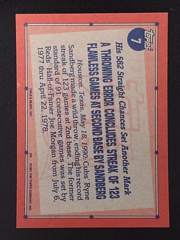 1991 Topps #7 Ryne Sandberg RB